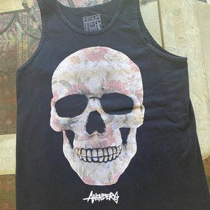 Black Floral Skull Tee Shirt